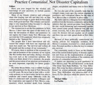 Practice Comunidad, Not Disaster Capitalism