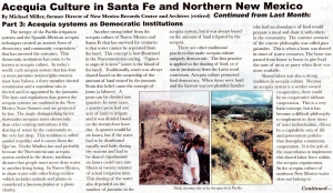 ACEQUIA CULTURE AND TRADITIONAL AGRICULTURE IN NEW MEXICO