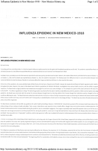 Influenza Epidemic in New Mexico, 1918